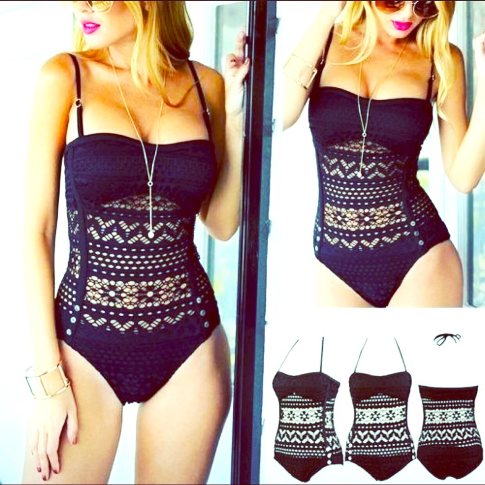 NEW Sexy Black one piece bathing suit